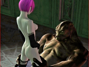 picture #5 ::: Pink haired 3D elf babe fucking with huge and ugly troll
