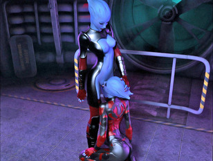 picture #2 ::: Wonderful blue 3D alien girls licking and fingering each others pussies