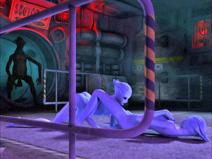 picture #9 ::: Wonderful blue 3D alien girls licking and fingering each others pussies