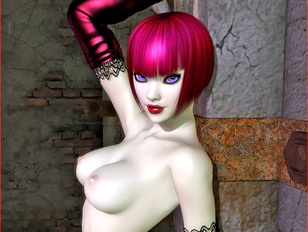 picture #5 ::: Cute 3d goth whore enjoys showing off her perfect hot body.