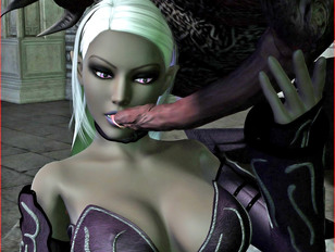 picture #6 ::: Foxy night elf sucking large monster's massive cock till he cums