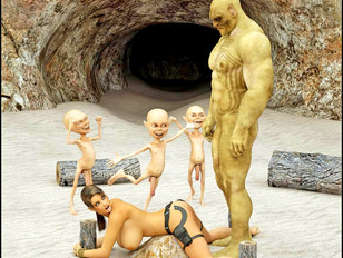 picture #1 ::: Wicked 3d porn pics showing a busty slut being tormented by little gnomes.