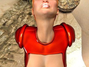 picture #6 ::: 3D chick in red latex showing off her beautiful body