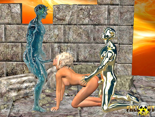 picture #5 ::: 3D blond cutie with great body having sex with two elementals