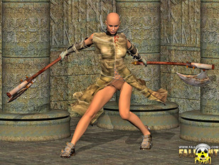 picture #1 ::: 3D bald warrior babe showing off her hot nude body
