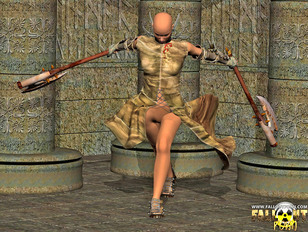 picture #2 ::: 3D bald warrior babe showing off her hot nude body