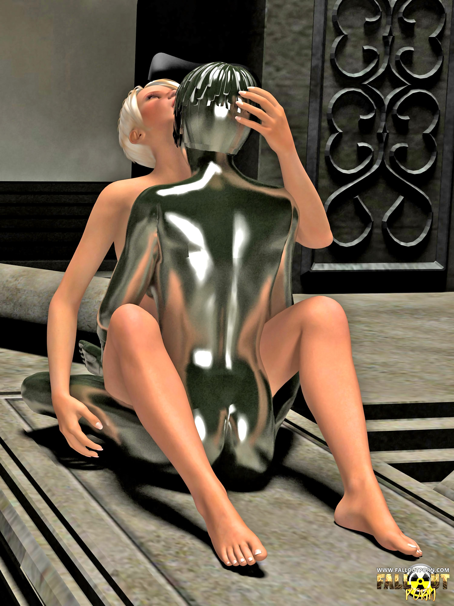 Naked 3D chick getting fucked by a mysterious metallic lesbian hottie at  3dEvilMonsters