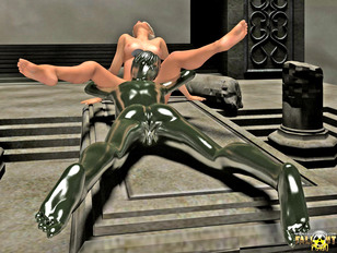 picture #4 ::: Bizarre 3d porn pics featuring a cute babe molested by an alien monster.