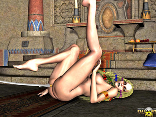 picture #5 ::: Cute and kinky warrior princess rides hard on her long sword.