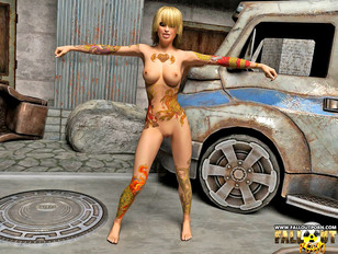 picture #6 ::: Seductive nude tattooed 3D blonde babe with round tits posing