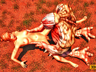 picture #1 ::: Bizarre 3d porn showing a sexy chick raped by a huge evil werewolf.