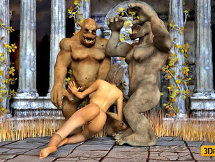 picture #4 ::: Slutty 3d whore gets her pussy fucked hard by a huge evil demon.