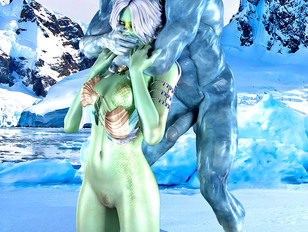 picture #2 ::: Hot fantasy babe getting raped in her ass by frost monster