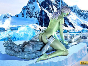 picture #3 ::: Fantasy babe getting brutally raped in her ass by frost monster
