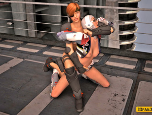 picture #3 ::: Two 3D cyber combative chicks fighting and fingering each others pussies