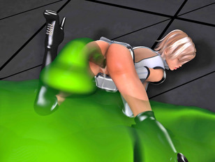 picture #1 ::: Busty 3d babe gets choked and fucked by a long slimy tentacle.