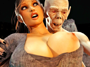 picture #1 ::: Violent horny demon throat fucking the sexy busty tomb raider