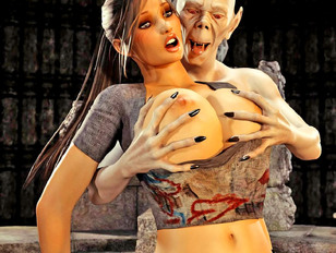 picture #2 ::: Violent horny demon throat fucking the sexy busty tomb raider