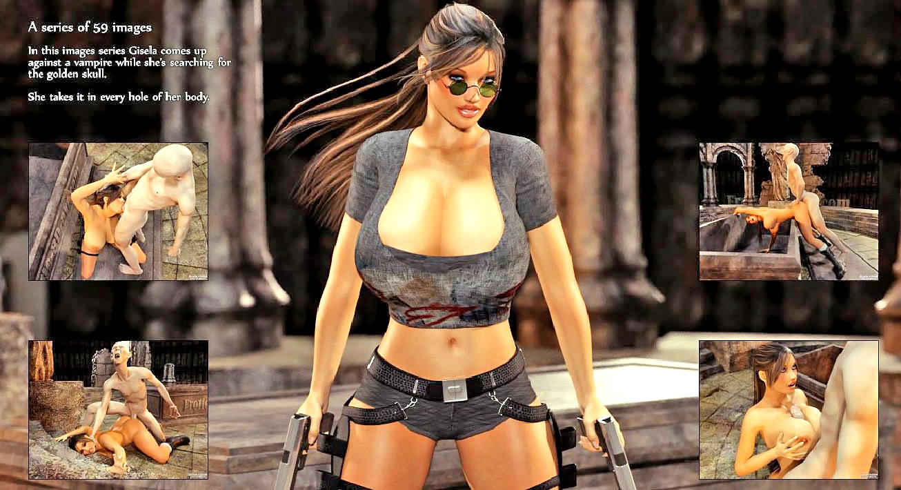 Blackadder Lara Croft 3d Porn Cum - Busty charming tomb raider posing and sucking monster's large hard cock |  Porncraft 3d
