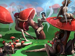 picture #1 ::: Amazonian orgy under and with mushroom like creatures