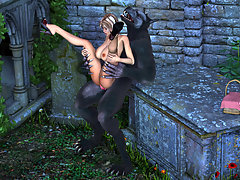 picture #4 ::: Slender babe spit roasted by two gruesome orcs