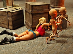picture #1 ::: Blonde nympho with large tits gets raped by evil 3D goblins