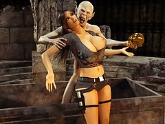 picture #1 ::: Old undead captures and forces Lara Croft to suck his dick