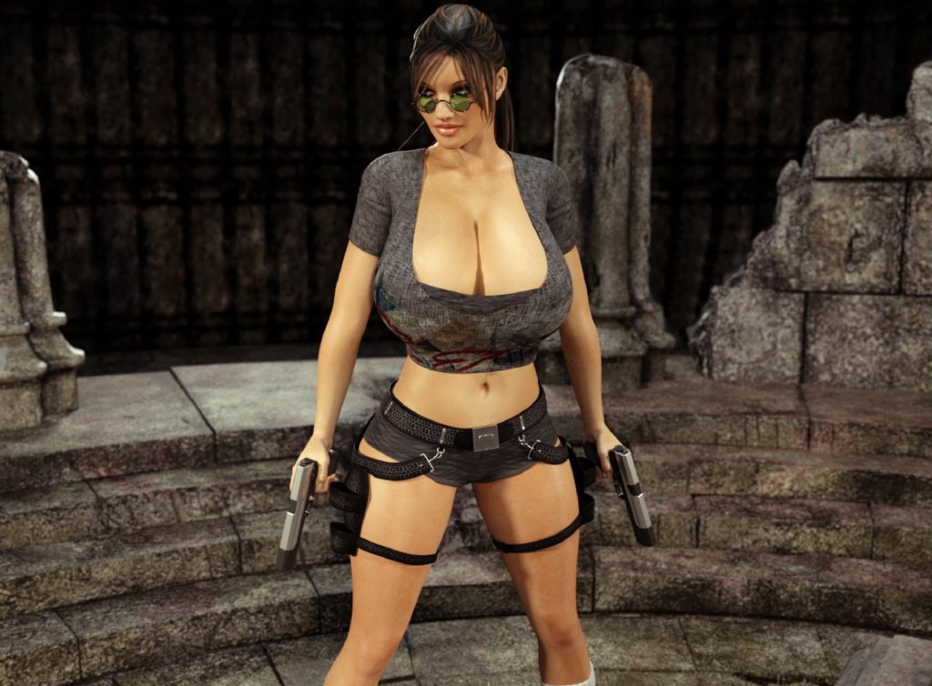 1024px x 754px - Big tit virtual Tomb Raider taking a massive dick