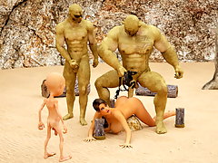 picture #3 ::: Big ogres with huge 3D cock screw poor exporer babe