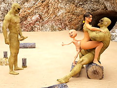 picture #2 ::: Two ogre cocks in a 3D sex affair with Lara Croft