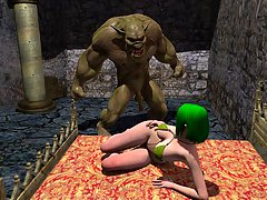 picture #2 ::: Tender busty gal plowed by a slimy alien monster
