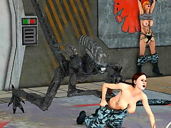 picture #4 ::: Dreamy 3d floozies get screwed by horrible slimy xenomorphs