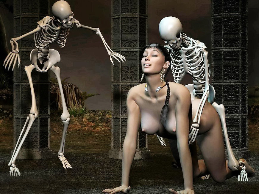 Corrupt 3d skeletons plow a lovely busty chick | Porncraft 3d