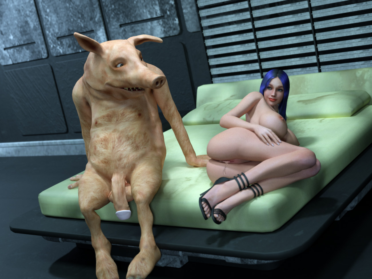 Monster Pig Porn - Exotic monster dicks fill up a delicious 3D slut